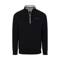 Collars & Co. Delta Sigma Phi Heather Cloud Cotton Quarter Zip Pullover Black with Light Grey Trim
