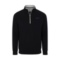 Collars & Co. Delta Tau Delta Heather Cloud Cotton Quarter Zip Pullover Black with Light Grey Trim