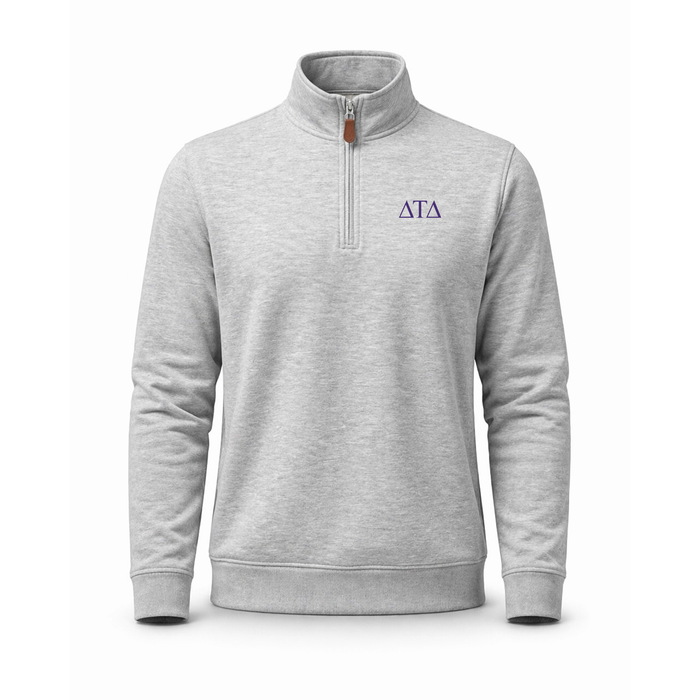 Collars & Co. Delta Tau Delta Heather Cloud Cotton Quarter Zip Pullover Light Grey