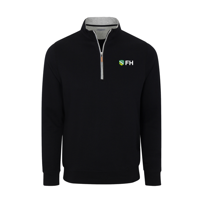 Collars & Co. FarmHouse Heather Cloud Cotton Quarter Zip Black with Light Grey Trim