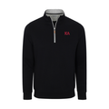 Collars & Co. Kappa Alpha Order Heather Cloud Cotton Quarter Zip Pullover Black with Light Grey Trim