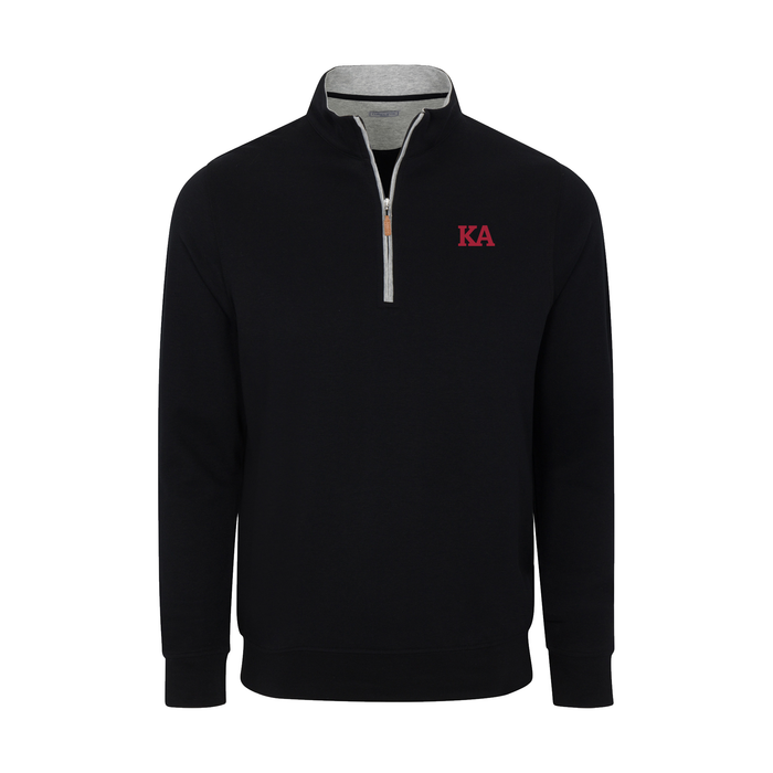 Collars & Co. Kappa Alpha Order Heather Cloud Cotton Quarter Zip Pullover Black with Light Grey Trim