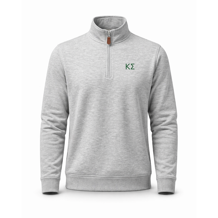 Collars & Co. Kappa Sigma Heather Cloud Cotton Quarter Zip Pullover Light Grey