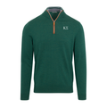 Collars & Co. Kappa Sigma Hunter Green with Brown Suede Trim Cashmere Touch Australian Merino Quarter Zip Sweater