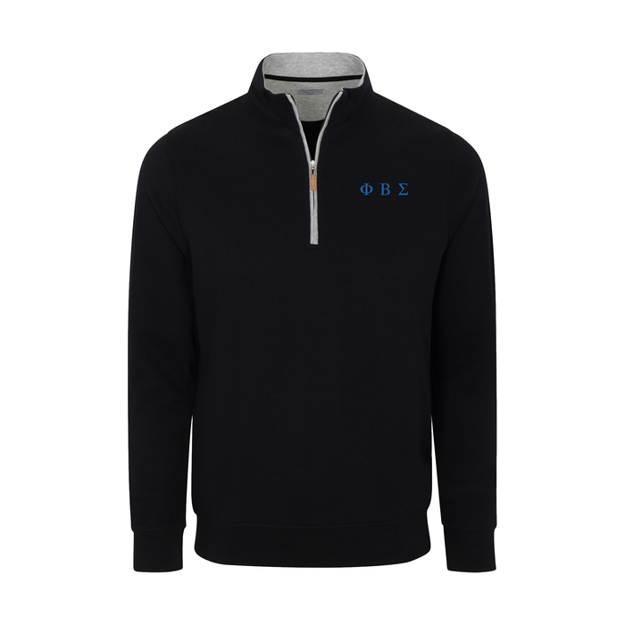 Collars & Co. Phi Beta Sigma Heather Cloud Cotton Quarter Zip Pullover Black with Light Grey Trim