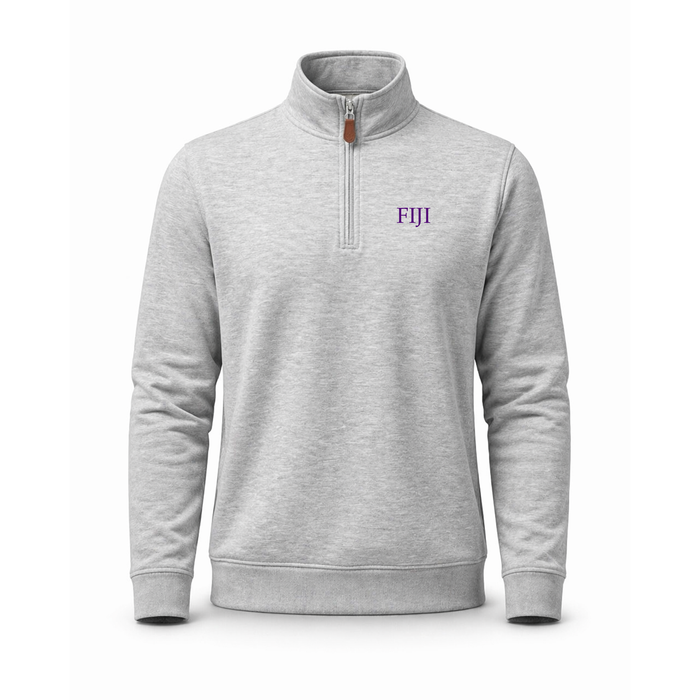 Collars & Co. Phi Gamma Delta Heather Cloud Cotton Quarter Zip Pullover Light Grey