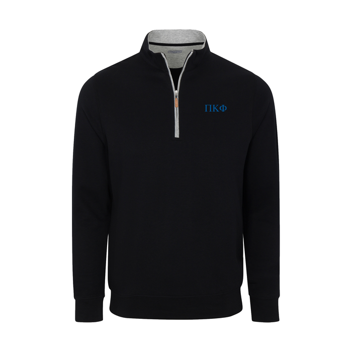 Collars & Co. Pi Kappa Phi Heather Cloud Cotton Quarter Zip Pullover Black with Light Grey Trim