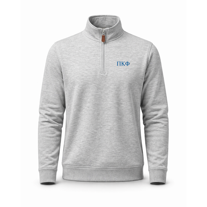 Collars & Co. Pi Kappa Phi Heather Cloud Cotton Quarter Zip Pullover Light Grey