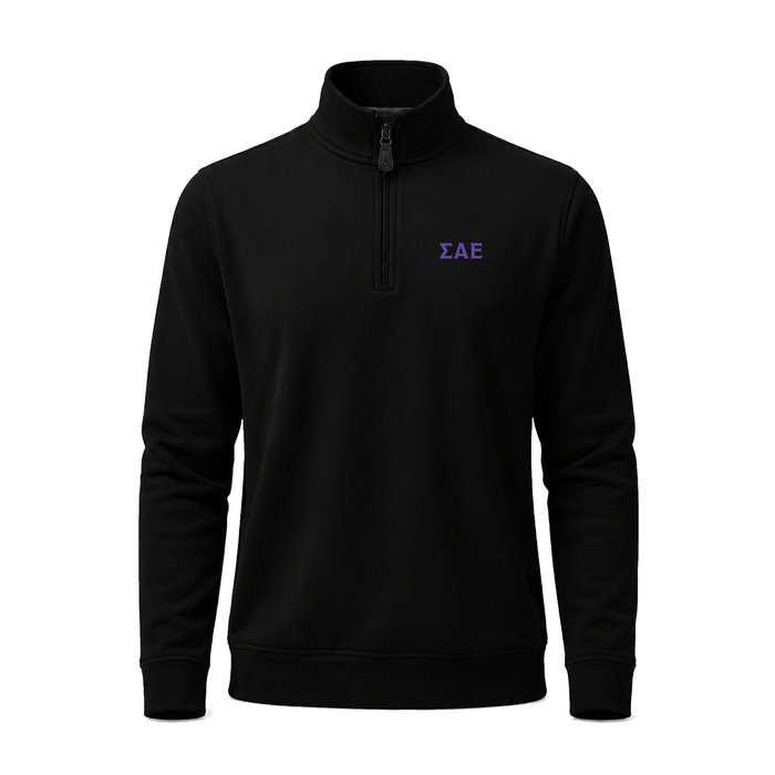 Collars & Co. Sigma Alpha Epsilon Cloud Cotton Quarter Zip Pullover Black