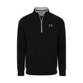 Collars & Co. Sigma Chi Heather Cloud Cotton Quarter Zip Pullover Black with Light Grey Trim