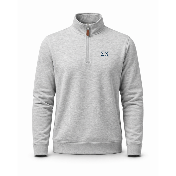 Collars & Co. Sigma Chi Heather Cloud Cotton Quarter Zip Pullover Light Grey