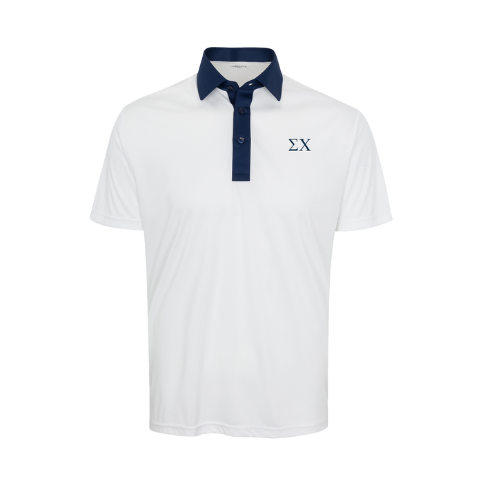 Collars & Co. Sigma Chi Semi-Spread Collar Polo Austin White with Navy Accent