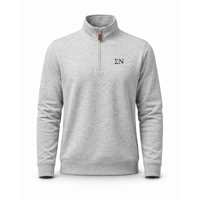 Collars & Co. Sigma Nu Heather Cloud Cotton Quarter Zip Pullover Light Grey