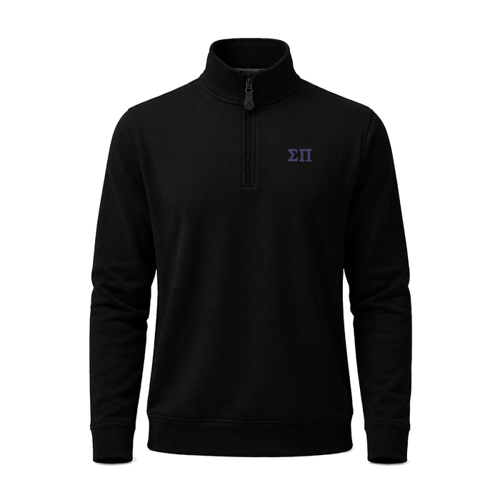 Collars & Co. Sigma Pi Cloud Cotton Quarter Zip Pullover Black