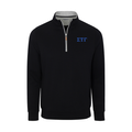 Collars & Co. Sigma Tau Gamma Heather Cloud Cotton Quarter Zip Pullover Black with Light Grey Trim