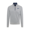 Collars & Co. Sigma Tau Gamma Heather Cloud Cotton Quarter Zip Pullover Light Grey with Navy Trim