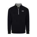 Collars & Co. Theta Chi Heather Cloud Cotton Quarter Zip Pullover Black with Light Grey Trim