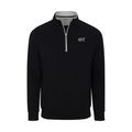 Collars & Co. Theta Tau Heather Cloud Cotton Quarter Zip Pullover Black with Light Grey Trim