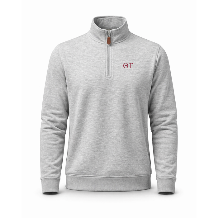 Collars & Co. Theta Tau Heather Cloud Cotton Quarter Zip Pullover Light Grey