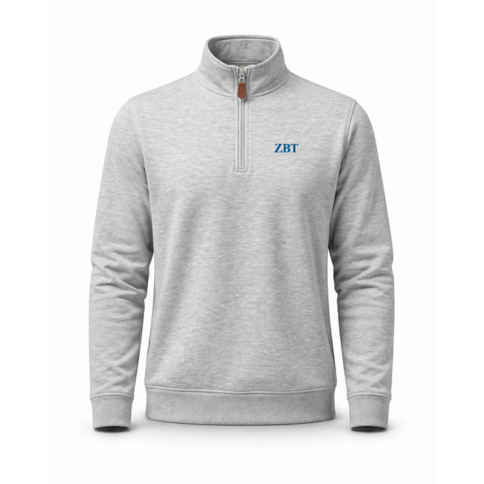 Collars & Co. Zeta Beta Tau Heather Cloud Cotton Quarter Zip Pullover Light Grey