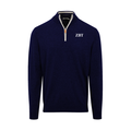 Collars & Co. Zeta Beta Tau Navy with White Trim Luxury Touch Cotton and Cashmere Quarter Zip Sweater