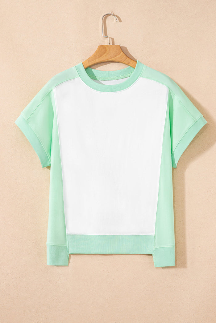 Colorblock Exposed Seam Crew Neck T-Shirt