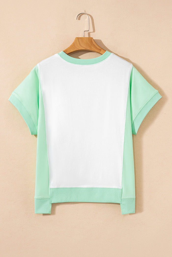 Colorblock Exposed Seam Crew Neck T-Shirt