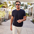 Como Textured Cotton Tee Navy