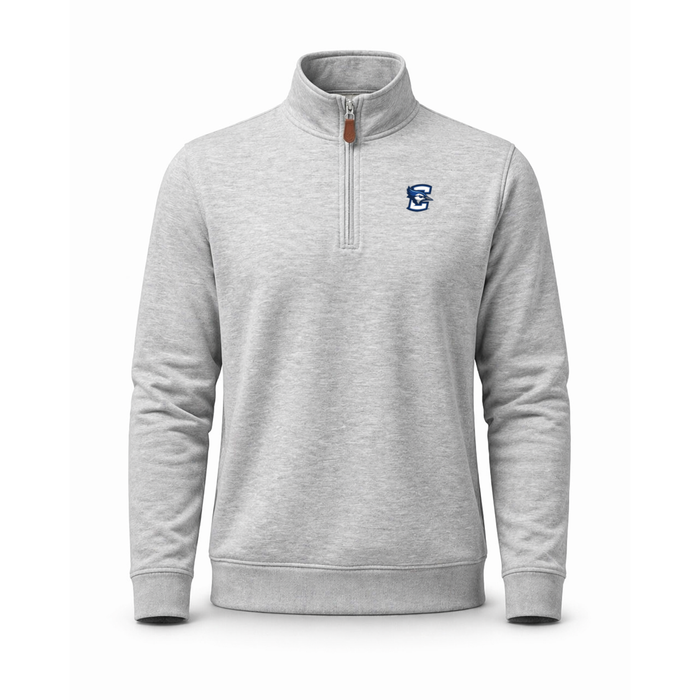 Creighton Heather Cloud Cotton Quarter Zip Pullover Light Grey