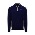 Creighton Navy with White Trim Luxury Touch Cotton and Cashmere Quarter Zip Sweater