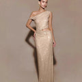 Cutout Rhinestone Halter Slit Prom Dress