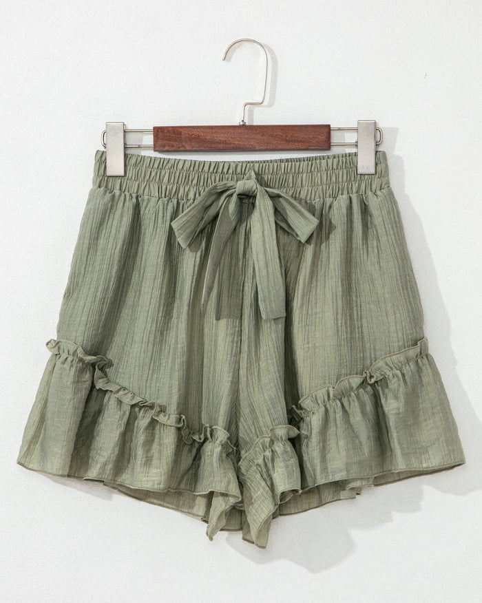 Dahlia Tie Waist Ruffle Hem Shorts