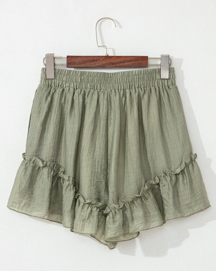 Dahlia Tie Waist Ruffle Hem Shorts