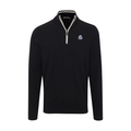 Drake Black with White Trim Luxury Touch Cotton and Cashmere Quarter Zip Sweater