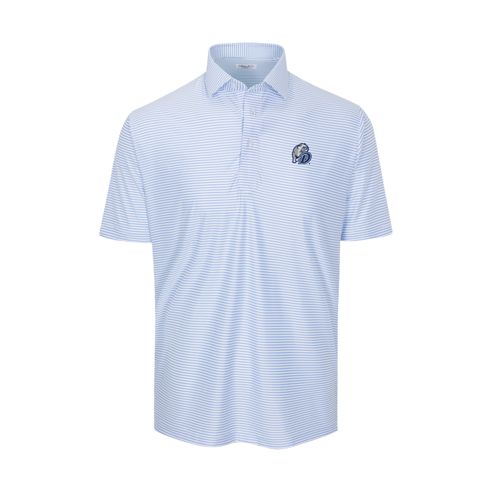 Drake Featherweight Flex Polo Camden White with Blue Stripe