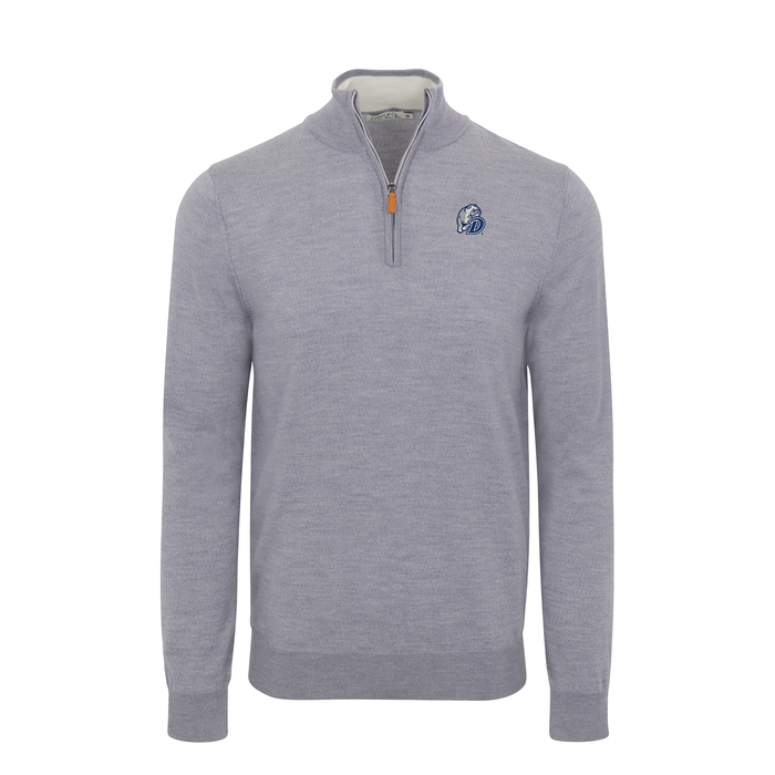 Drake Grey Melange Cashmere Touch Australian Merino Quarter Zip Sweater
