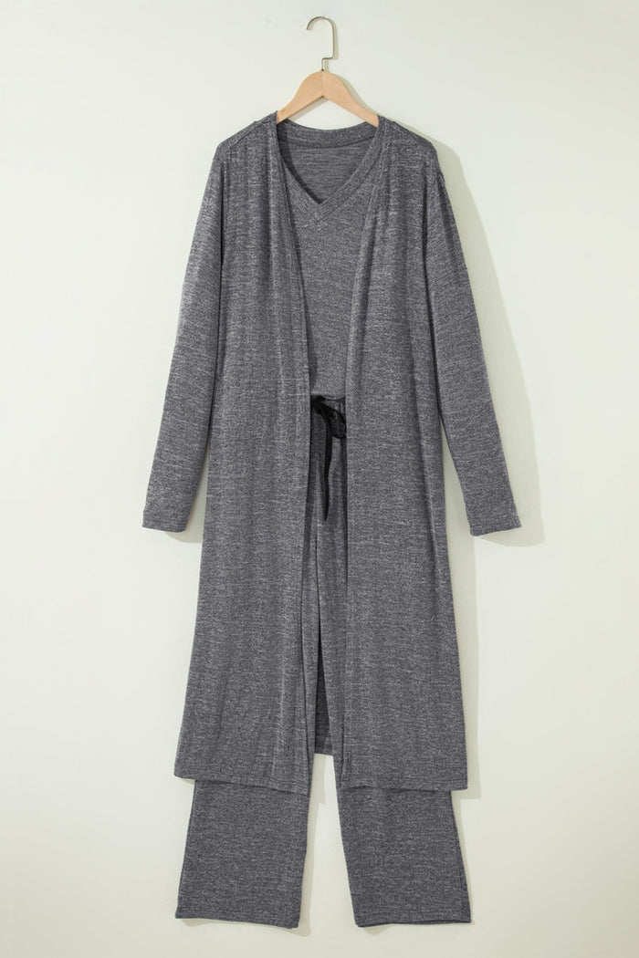 Duster Cardigan T-Shirt & Pants Lounge Set