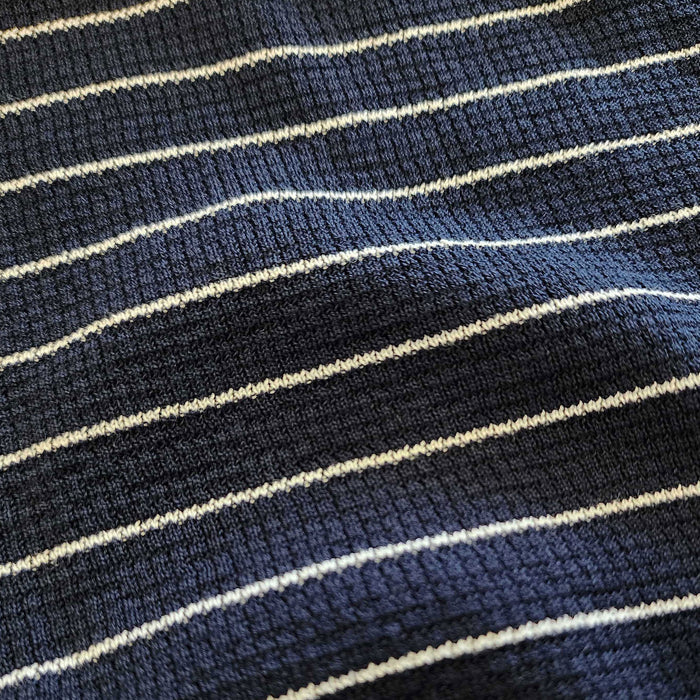 East Hampton Waffle Knit Polo Navy with White Stripe