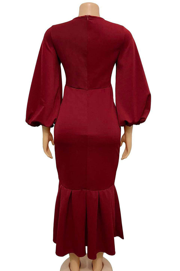 Elegant Solid Patchwork V Neck Evening Dress Dresses(4 Colors))