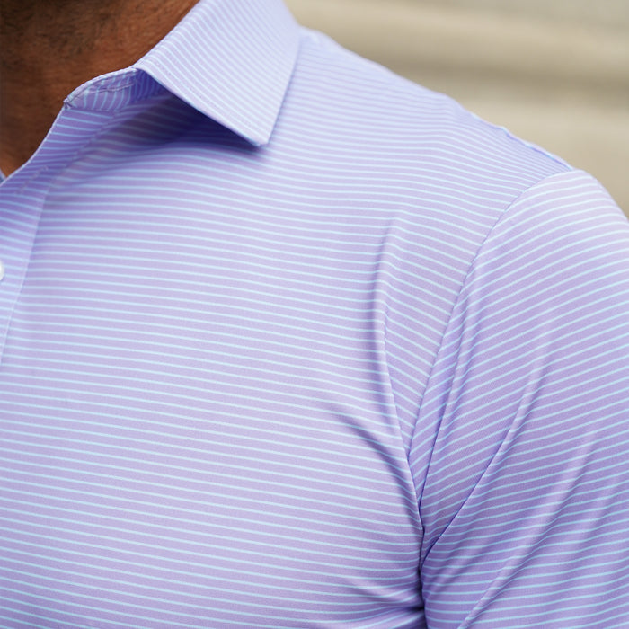 Featherweight Flex Polo Brookline Lavender With Turquoise Stripe