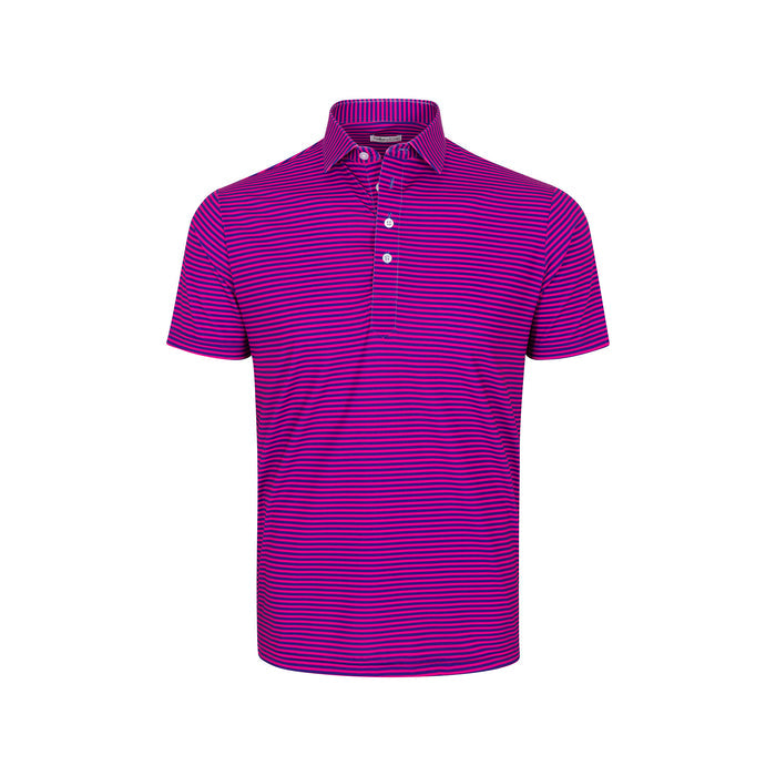 Featherweight Flex Polo Collins Berry with Navy Stripe