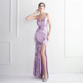 Floral Craft Beading Craft Imported Wool Dress Long Cocktail Slim Fit Evening Dress Elegant