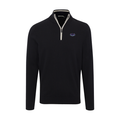 Florida Atlantic Black with White Trim Luxury Touch Cotton and Cashmere Quarter Zip Sweater