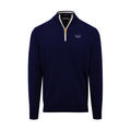Florida Atlantic Navy with White Trim Luxury Touch Cotton and Cashmere Quarter Zip Sweater