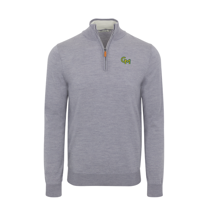 George Mason Grey Melange Cashmere Touch Australian Merino Quarter Zip Sweater