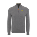 George Mason Grey with Grey Trim Luxury Touch Cotton and Cashmere Quarter Zip Sweater