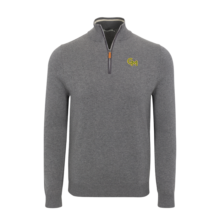 George Mason Grey with Grey Trim Luxury Touch Cotton and Cashmere Quarter Zip Sweater