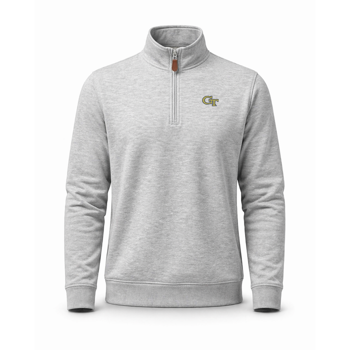 Georgia Tech Heather Cloud Cotton Quarter Zip Pullover Light Grey
