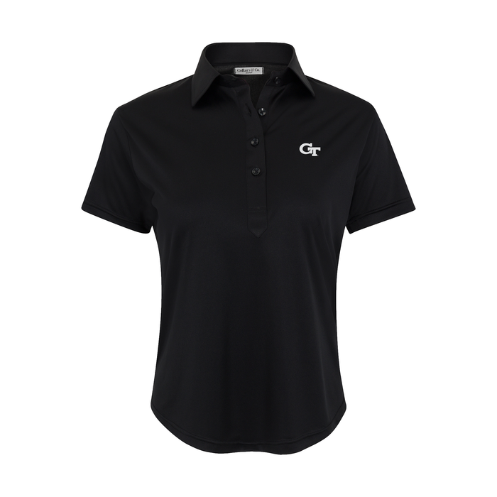 Georgia Tech Women's Cap Sleeve Semi Spread Polo Black