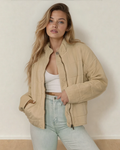 Georgie Zip-Up Pocket Quilted Jacket - Khaki
